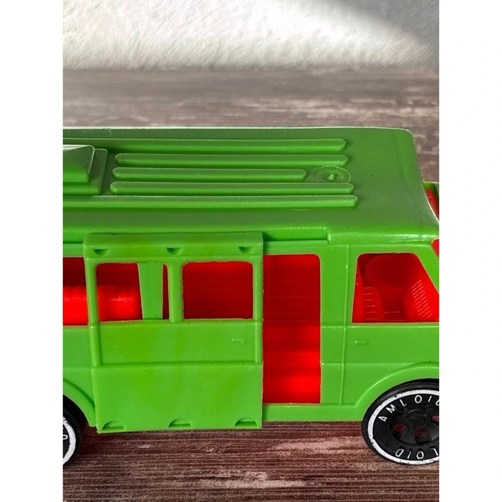 Vintage Amloid Green Van USA Made Red Front Wheels With Sunset Decal Collectible